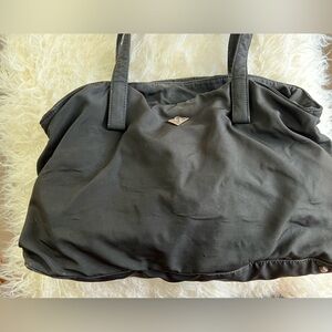Bottega Veneta Black Nylon Tote Bag with Logo Accent